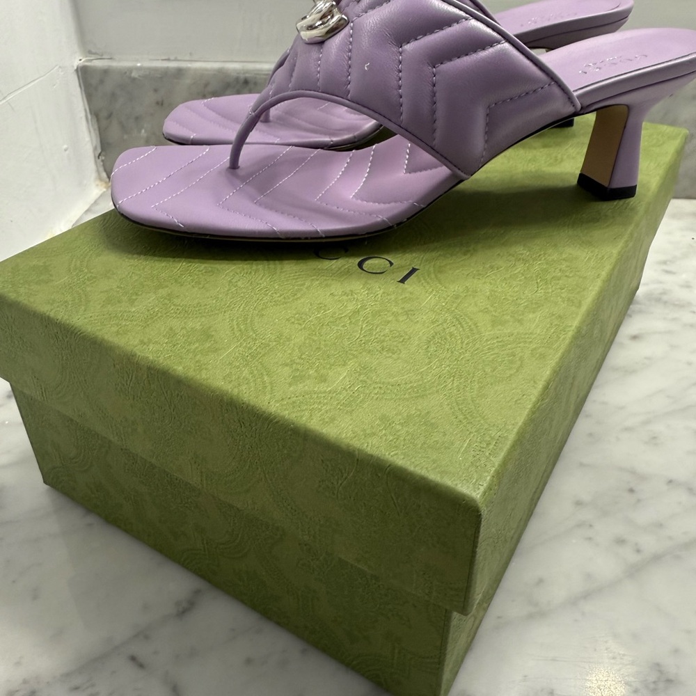 Gucci Lavender Quilted kitten heel Sandals. NWT 39.5. - Picture 4 of 5